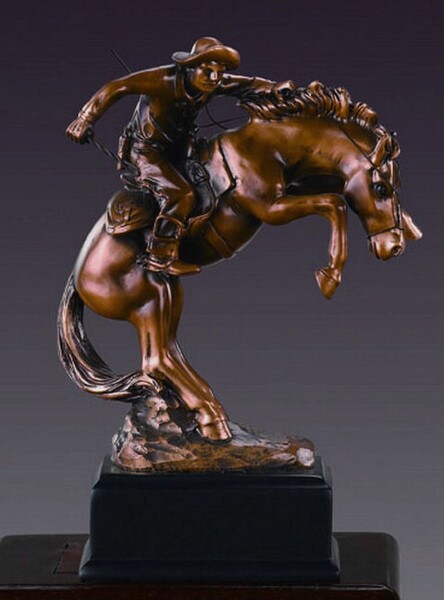 Western Cowboy Statue Brunco Horse Sculpture Artwork Decorative